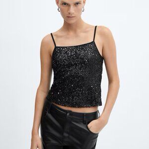 MANGO NWT Sequin top with spaghetti strap